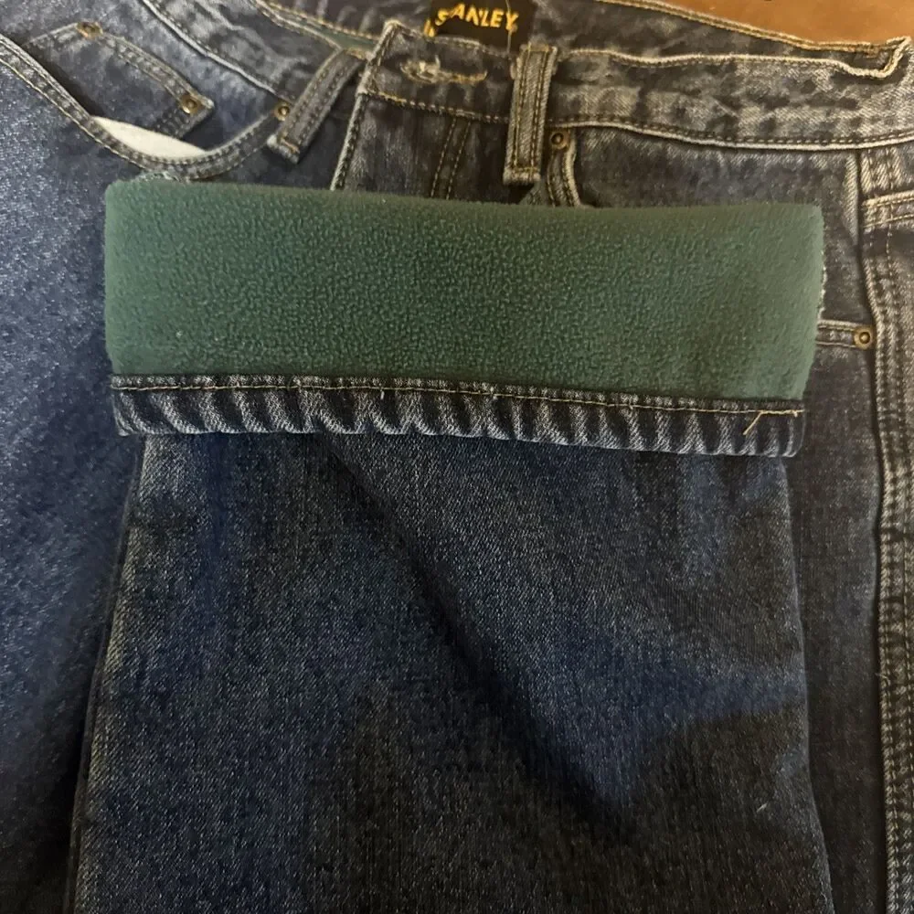 Stanley Fleece-Lined Jeans Mens 36x34 Blue Loose Straight Work Skater Y2K
